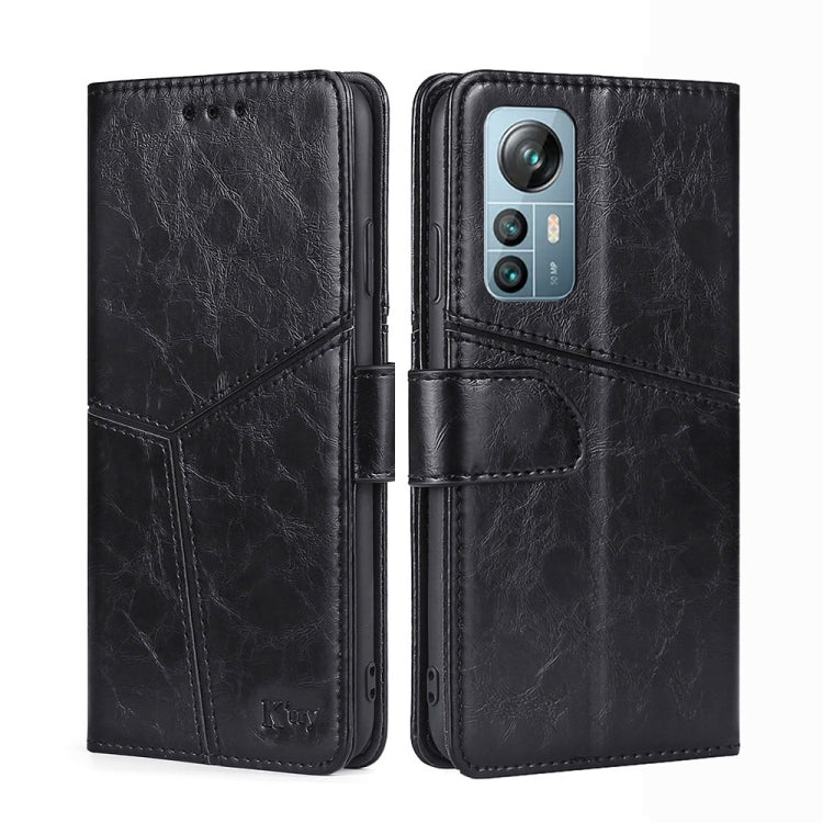 For Blackview A85 Geometric Stitching Flip Leather Phone Case(Black) - More Brand by buy2fix | Online Shopping UK | buy2fix