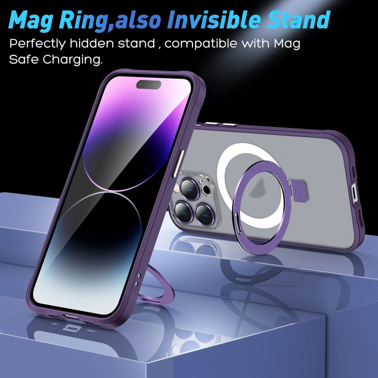 For iPhone 13 Metal Eyes Series MagSafe Magnetic Holder Phone Case(Red) - iPhone 13 Cases by buy2fix | Online Shopping UK | buy2fix