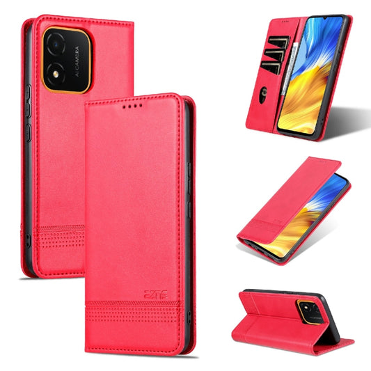 For Honor X5 AZNS Magnetic Calf Texture Flip Leather Phone Case(Red) - Honor Cases by AZNS | Online Shopping UK | buy2fix