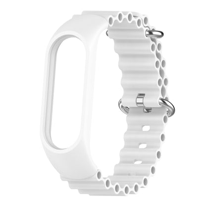 For Xiaomi Mi Band 7 / 6 / 5 / 4 / 3 Solid Color Marine Silicone Breathable Watch Band(White) - Watch Bands by buy2fix | Online Shopping UK | buy2fix