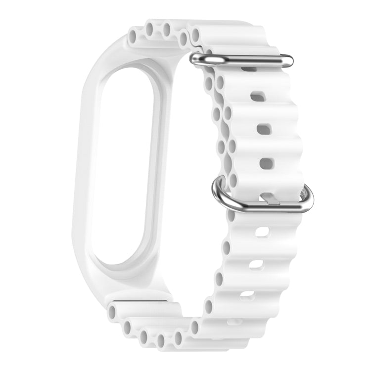 For Xiaomi Mi Band 7 / 6 / 5 / 4 / 3 Solid Color Marine Silicone Breathable Watch Band(White) - Watch Bands by buy2fix | Online Shopping UK | buy2fix