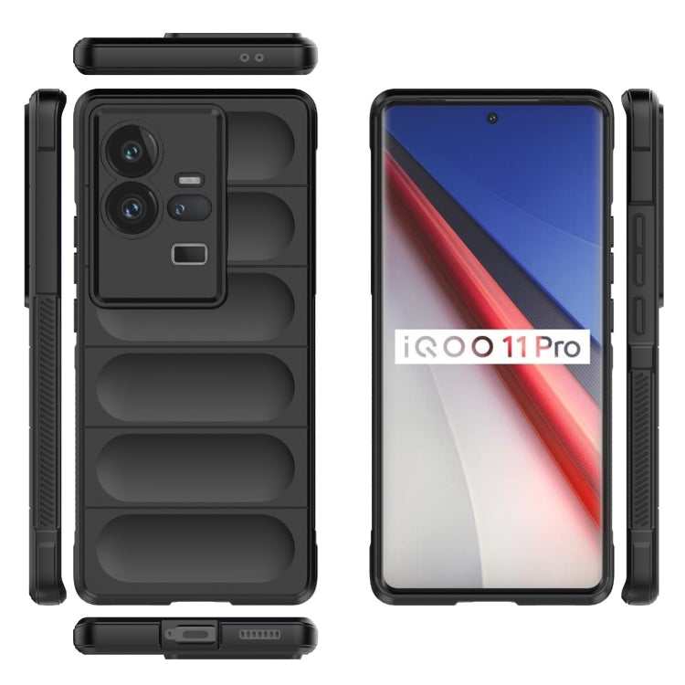 For vivo iQOO 11 Pro 5G Magic Shield TPU + Flannel Phone Case(Black) - vivo Cases by buy2fix | Online Shopping UK | buy2fix