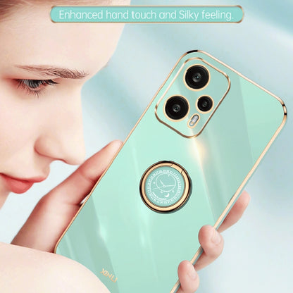 For Xiaomi Redmi Note 12 Turbo XINLI Straight Edge 6D Electroplate TPU Phone Case with Ring Holder(Mint Green) - Xiaomi Cases by XINLI | Online Shopping UK | buy2fix