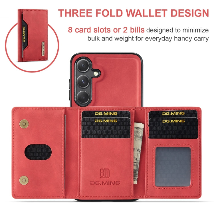 For Samsung Galaxy S24 5G DG.MING M2 Series 3-Fold Multi Card Bag + Magnetic Phone Case(Red) - Galaxy S24 5G Cases by DG.MING | Online Shopping UK | buy2fix