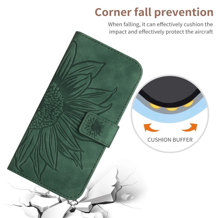 For Xiaomi 14 Ultra Skin Feel Sun Flower Embossed Flip Leather Phone Case with Lanyard(Green) - 14 Ultra Cases by buy2fix | Online Shopping UK | buy2fix