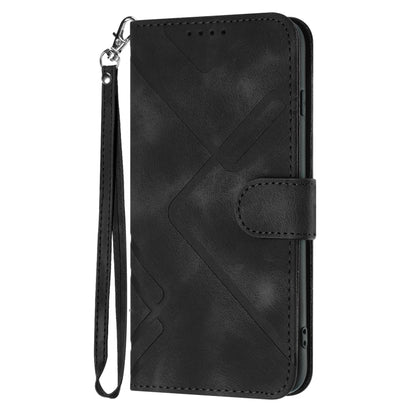 For OnePlus 11 Line Pattern Skin Feel Leather Phone Case(Black) - OnePlus Cases by buy2fix | Online Shopping UK | buy2fix