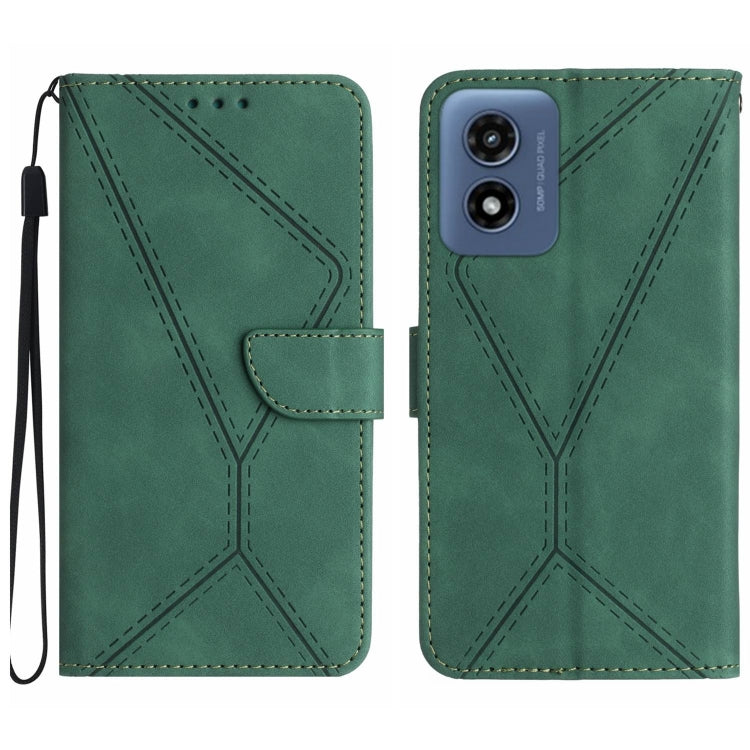 For Motorola Moto G Play 4G 2024 Stitching Embossed Leather Phone Case(Green) - Motorola Cases by buy2fix | Online Shopping UK | buy2fix