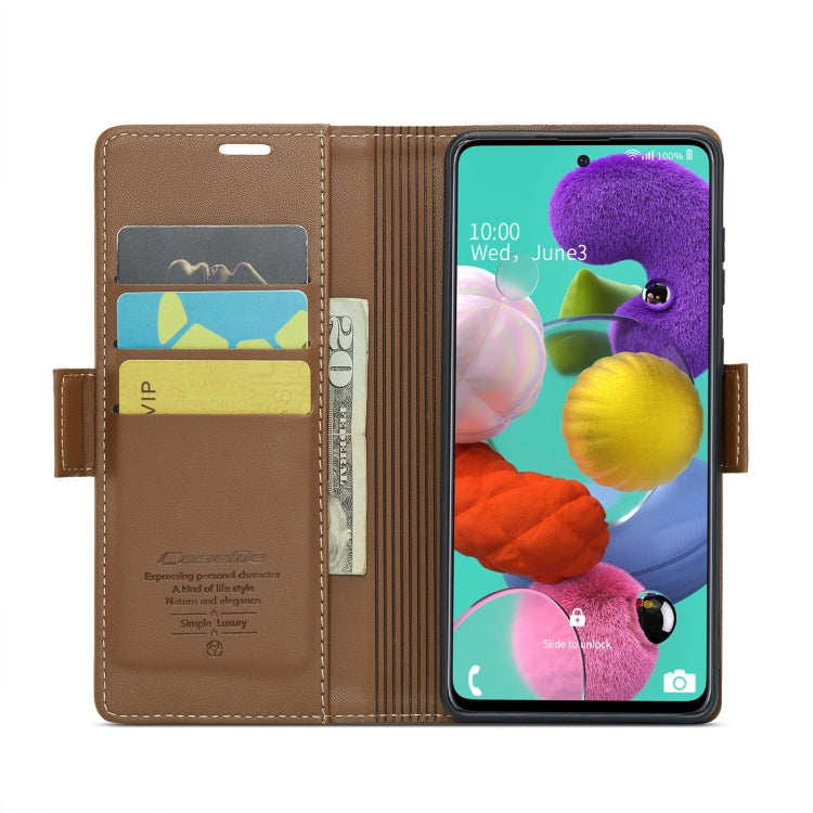 For Samsung Galaxy A51 4G/M40s CaseMe 023 Butterfly Buckle Litchi Texture RFID Anti-theft Leather Phone Case(Brown) - Galaxy Phone Cases by CaseMe | Online Shopping UK | buy2fix