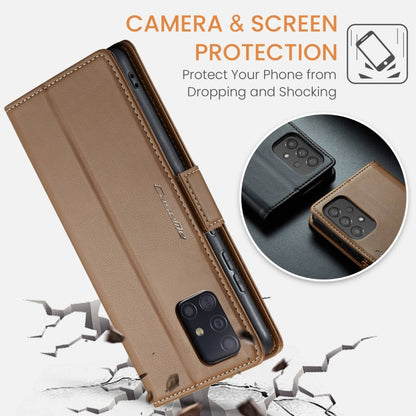 For Samsung Galaxy A51 4G/M40s CaseMe 023 Butterfly Buckle Litchi Texture RFID Anti-theft Leather Phone Case(Brown) - Galaxy Phone Cases by CaseMe | Online Shopping UK | buy2fix