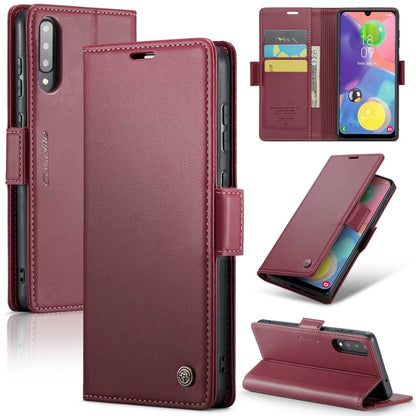 For Samsung Galaxy A70/A70s CaseMe 023 Butterfly Buckle Litchi Texture RFID Anti-theft Leather Phone Case(Wine Red) - Galaxy Phone Cases by CaseMe | Online Shopping UK | buy2fix