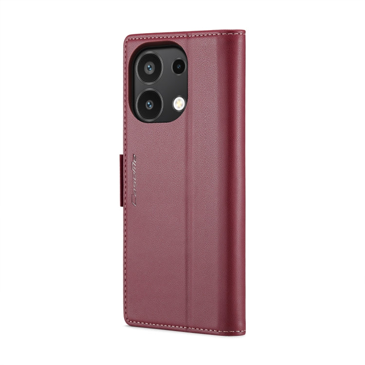 For Xiaomi Redmi Note 13 4G CaseMe 023 Butterfly Buckle Litchi Texture RFID Anti-theft Leather Phone Case(Wine Red) - Xiaomi Cases by CaseMe | Online Shopping UK | buy2fix