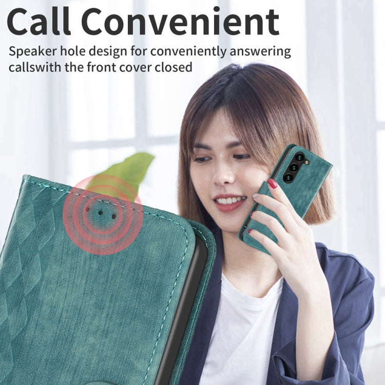 For Samsung Galaxy S23+ 5G Plaid Embossed Leather Phone Case(Green) - Galaxy S23+ 5G Cases by buy2fix | Online Shopping UK | buy2fix