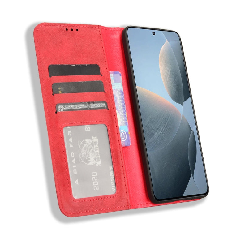 For Xiaomi Redmi K70E / Poco X6 Pro Magnetic Buckle Retro Texture Leather Phone Case(Red) - K70E Cases by buy2fix | Online Shopping UK | buy2fix