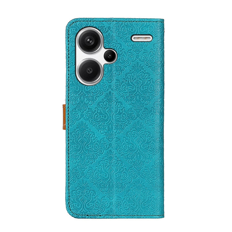 For Xiaomi Redmi Note 13 Pro+ European Floral Embossed Leather Phone Case(Blue) - Note 13 Pro+ Cases by buy2fix | Online Shopping UK | buy2fix