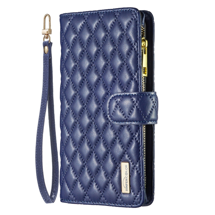 For Xiaomi Redmi K70 / K70 Pro Diamond Lattice Zipper Wallet Leather Flip Phone Case(Blue) - K70 Pro Cases by buy2fix | Online Shopping UK | buy2fix