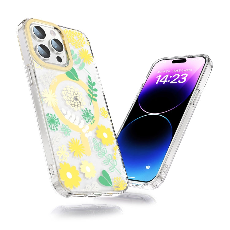 For iPhone 15 Plus MagSafe Magnetic TPU Phone Case(Yellow Chrysanthemum) - iPhone 15 Plus Cases by buy2fix | Online Shopping UK | buy2fix