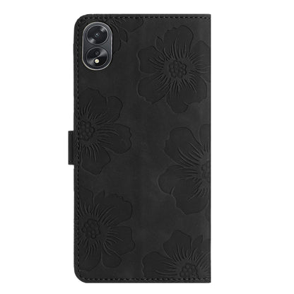 For OPPO A38 Flower Embossing Pattern Leather Phone Case(Black) - A38 Cases by buy2fix | Online Shopping UK | buy2fix