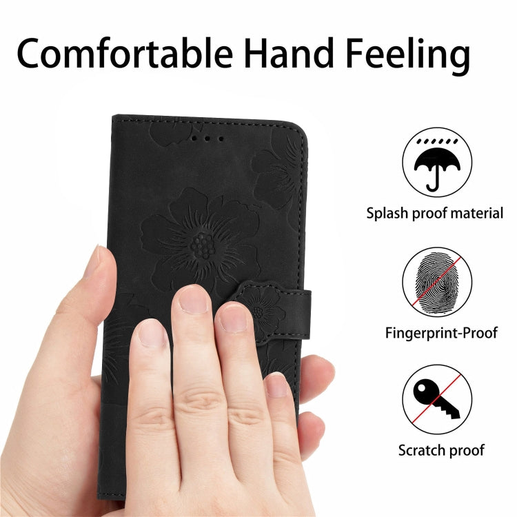 For OPPO A38 Flower Embossing Pattern Leather Phone Case(Black) - A38 Cases by buy2fix | Online Shopping UK | buy2fix