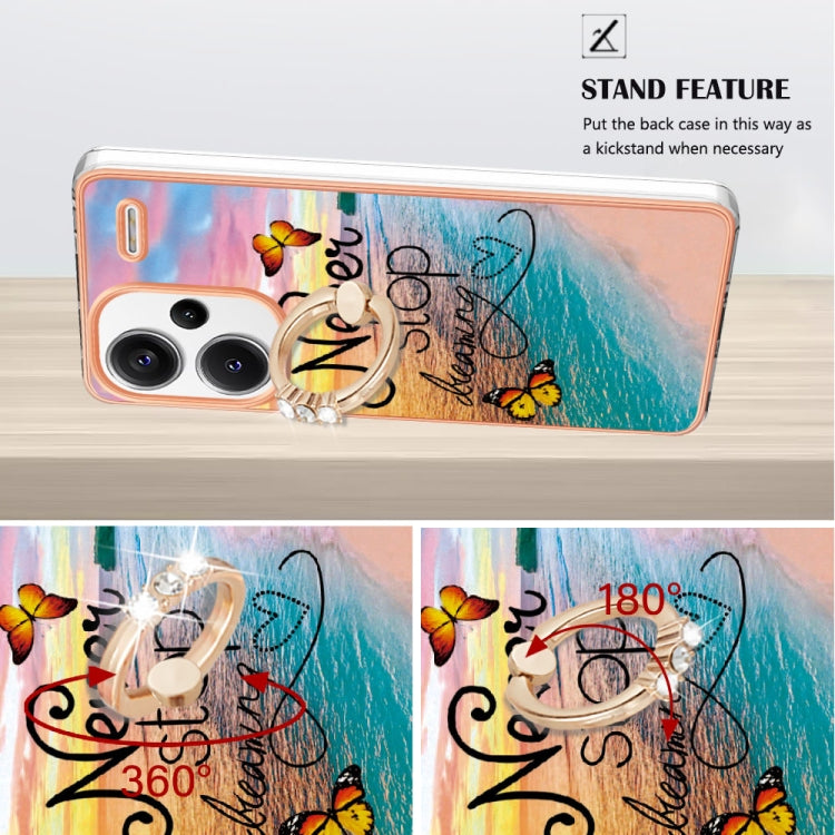For Xiaomi Redmi Note 13 Pro+ 5G Electroplating IMD TPU Phone Case with Ring(Dream Butterfly) - Note 13 Pro+ Cases by buy2fix | Online Shopping UK | buy2fix