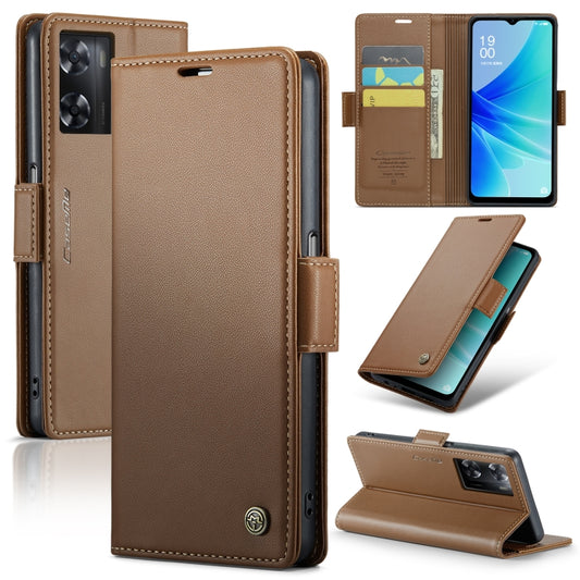 For OPPO A77s CaseMe 023 Butterfly Buckle Litchi Texture RFID Anti-theft Leather Phone Case(Brown) - OPPO Cases by CaseMe | Online Shopping UK | buy2fix