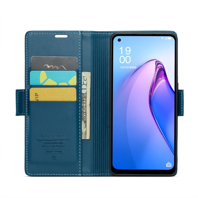 For OPPO Reno7 Z Global/Reno7 Lite Global CaseMe 023 Butterfly Buckle Litchi Texture RFID Anti-theft Leather Phone Case(Blue) - OPPO Cases by CaseMe | Online Shopping UK | buy2fix