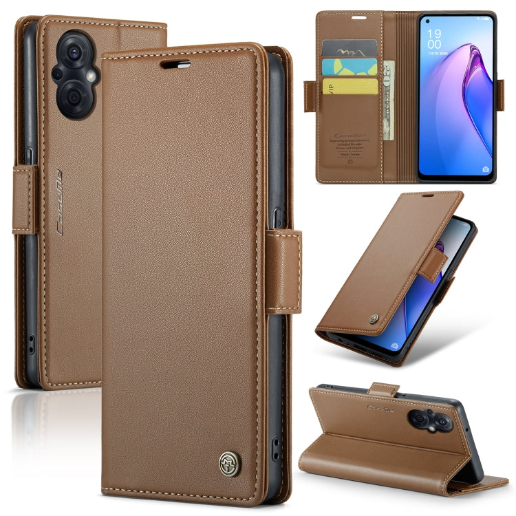 For OPPO F21 Pro 5G Globa/Reno8 Z Global CaseMe 023 Butterfly Buckle Litchi Texture RFID Anti-theft Leather Phone Case(Brown) - OPPO Cases by CaseMe | Online Shopping UK | buy2fix