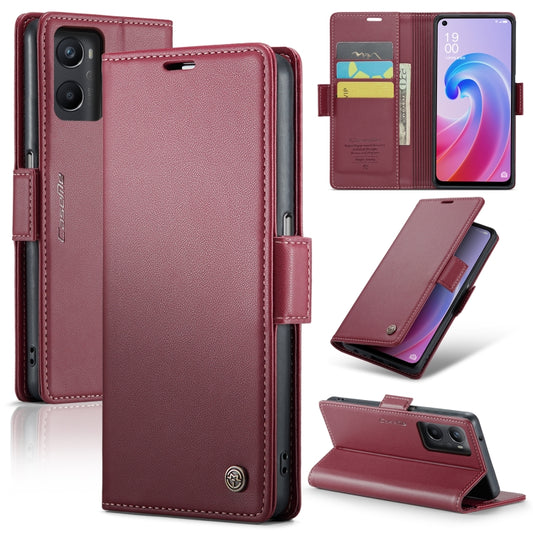 For OPPO A96 4G Global/A36 4G/K10 4G/A76 4G CaseMe 023 Butterfly Buckle Litchi Texture RFID Anti-theft Leather Phone Case(Wine Red) - OPPO Cases by CaseMe | Online Shopping UK | buy2fix