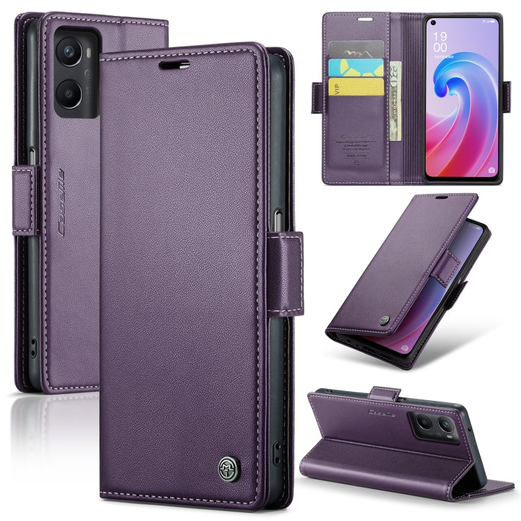 For OPPO A96 4G Global/A36 4G/K10 4G/A76 4G CaseMe 023 Butterfly Buckle Litchi Texture RFID Anti-theft Leather Phone Case(Pearly Purple) - OPPO Cases by CaseMe | Online Shopping UK | buy2fix