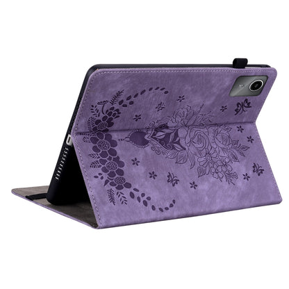 For Lenovo Tab M11/Xiaoxin Pad 11 2024 Butterfly Rose Embossed Leather Tablet Case(Purple) - Lenovo by buy2fix | Online Shopping UK | buy2fix