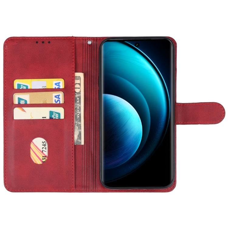 For vivo X100 Leather Phone Case(Red) - X100 Cases by buy2fix | Online Shopping UK | buy2fix
