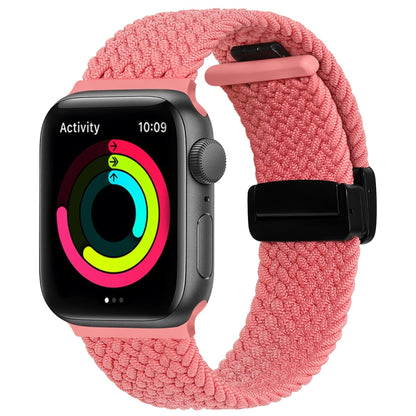 Magnetic Fold Clasp Woven Watch Band For Apple Watch 7 41mm(Pink) - Watch Bands by buy2fix | Online Shopping UK | buy2fix