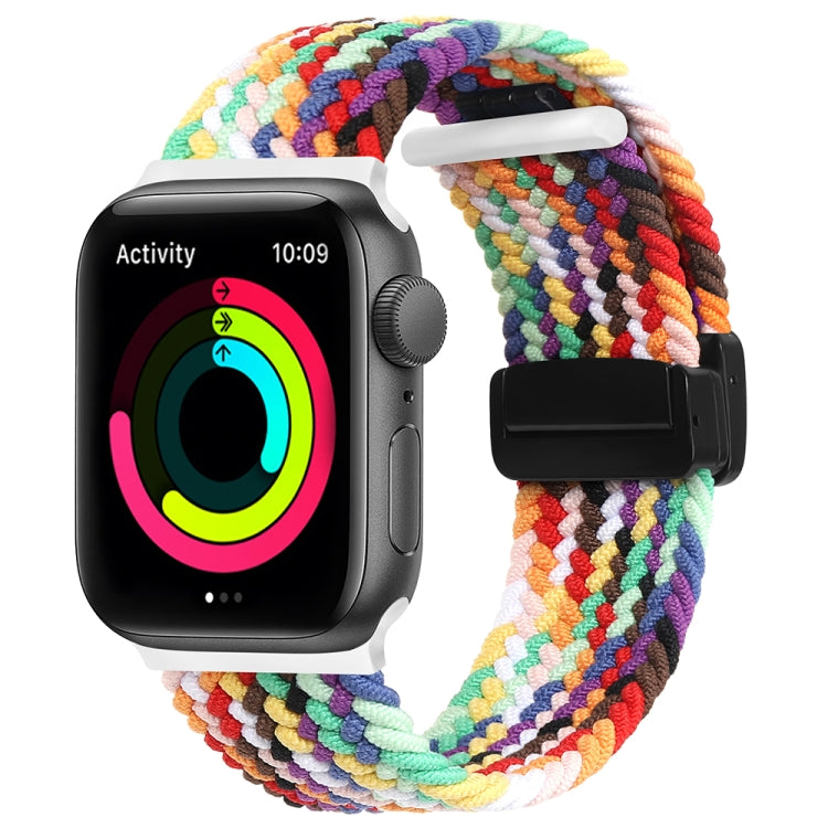 Magnetic Fold Clasp Woven Watch Band For Apple Watch SE 40mm(Rainbow Color) - Watch Bands by buy2fix | Online Shopping UK | buy2fix