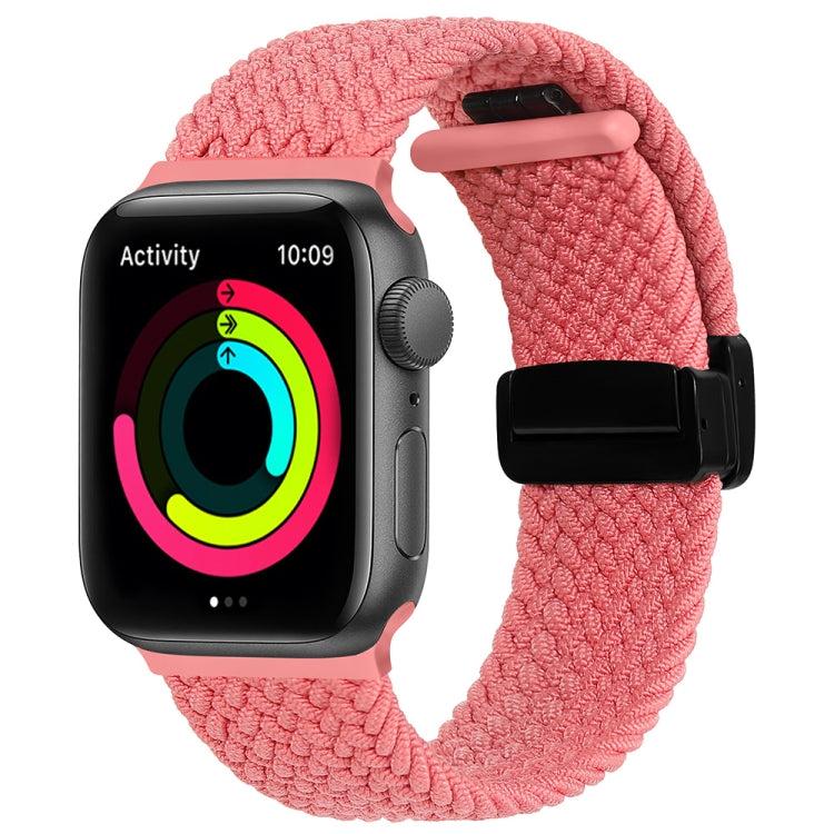 Magnetic Fold Clasp Woven Watch Band For Apple Watch 4 44mm(Pink) - Watch Bands by buy2fix | Online Shopping UK | buy2fix