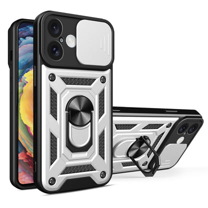 For iPhone 16 Sliding Camera Cover Design TPU+PC Phone Case(Silver) - iPhone 16 Cases by buy2fix | Online Shopping UK | buy2fix