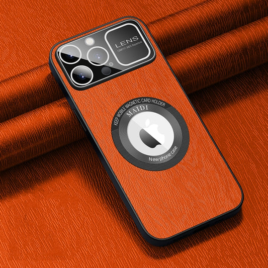 For iPhone 13 Pro MagSafe Magnetic Tree Texture PU Phone Case(Orange) - iPhone 13 Pro Cases by buy2fix | Online Shopping UK | buy2fix