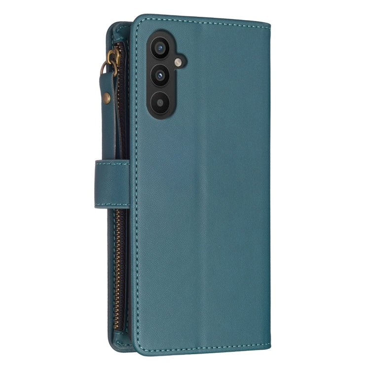 For Samsung Galaxy A25 5G 9 Card Slots Zipper Wallet Leather Flip Phone Case(Green) - Galaxy Phone Cases by buy2fix | Online Shopping UK | buy2fix