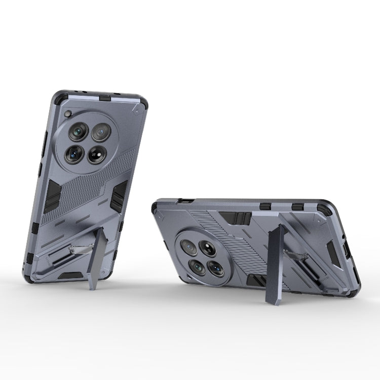 For OnePlus 12 5G Punk Armor 2 in 1 PC + TPU Phone Case with Holder(Grey) - OnePlus Cases by buy2fix | Online Shopping UK | buy2fix