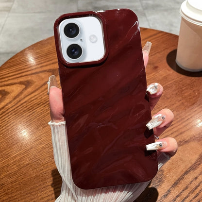 For iPhone 16 Plus Solid Color Wave Texture TPU Phone Case(Wine Red) - iPhone 16 Plus Cases by buy2fix | Online Shopping UK | buy2fix