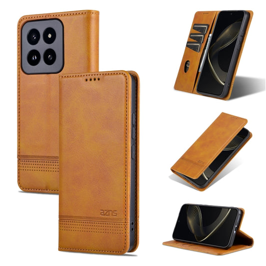 For Xiaomi 14 Pro AZNS Magnetic Calf Texture Flip Leather Phone Case(Light Brown) - 14 Pro Cases by AZNS | Online Shopping UK | buy2fix