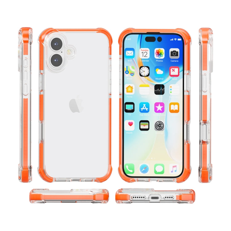 For iPhone 16 Four-corner Shockproof TPU + Acrylic Phone Case(Orange) - iPhone 16 Cases by buy2fix | Online Shopping UK | buy2fix