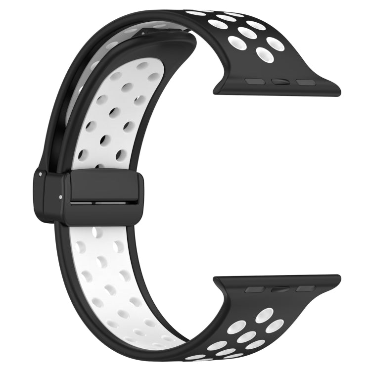 For Apple Watch 38mm Magnetic Buckle Silicone Watch Band(Black White) - Watch Bands by buy2fix | Online Shopping UK | buy2fix