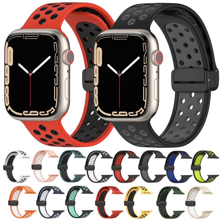 For Apple Watch Ultra 2 49mm Magnetic Buckle Silicone Watch Band(Red Black) - Watch Bands by buy2fix | Online Shopping UK | buy2fix