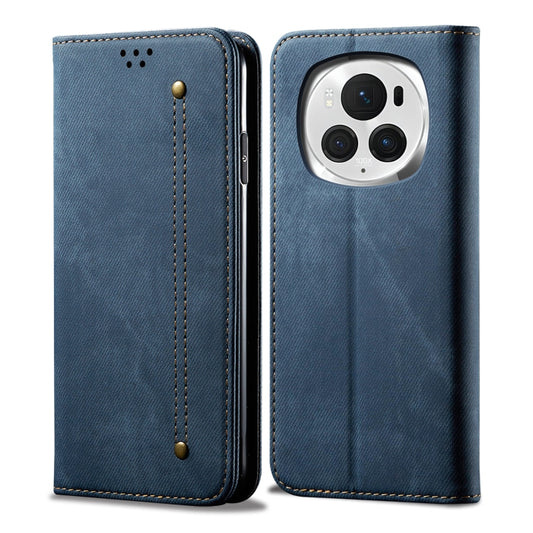 For Honor Magic6 Denim Texture Flip Leather Phone Case(Blue) - Honor Cases by buy2fix | Online Shopping UK | buy2fix