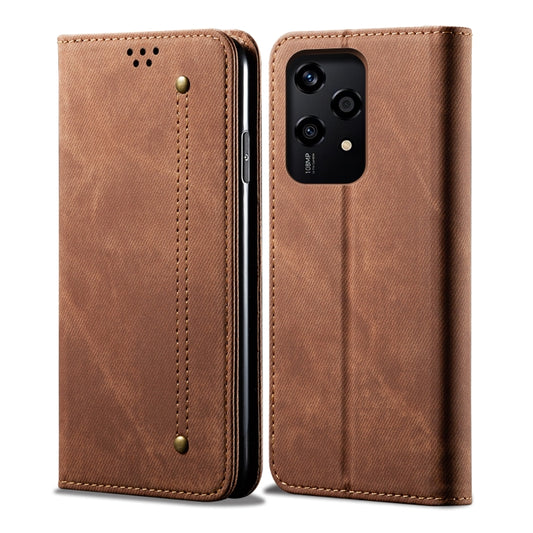 For Honor 200 Lite Global Denim Texture Flip Leather Phone Case(Brown) - Honor Cases by buy2fix | Online Shopping UK | buy2fix