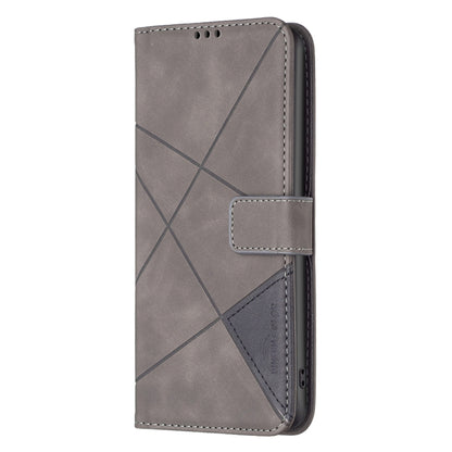 For Motorola Moto G Play 2024 Magnetic Buckle Rhombus Texture Leather Phone Case(Grey) - Motorola Cases by buy2fix | Online Shopping UK | buy2fix