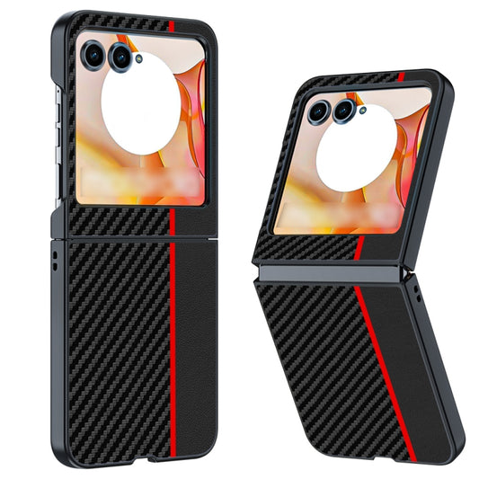 For Motorola Razr 50 Ultra-thin Carbon Fiber Texture Printing Phone Case(Black Red) - Motorola Cases by buy2fix | Online Shopping UK | buy2fix