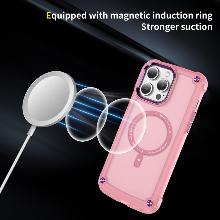 For iPhone 12 Pro Max Skin Feel TPU + PC MagSafe Magnetic Phone Case(Transparent Pink) - iPhone 12 Pro Max Cases by buy2fix | Online Shopping UK | buy2fix