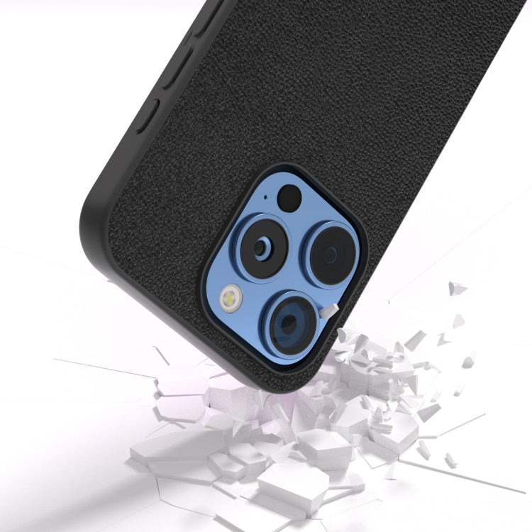 For iPhone 16 Pro Max ABEEL Genuine Leather Luolai Series Phone Case(Dark Blue) - iPhone 16 Pro Max Cases by buy2fix | Online Shopping UK | buy2fix