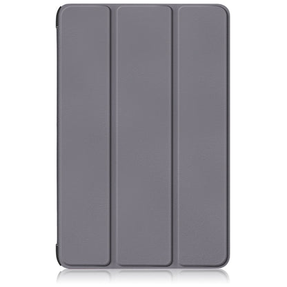 For Samsung Galaxy Tab S9+ Custer Pure Color 3-Fold Holder Smart Leather Tablet Case(Grey) - Galaxy Tab S9+ Cases by buy2fix | Online Shopping UK | buy2fix