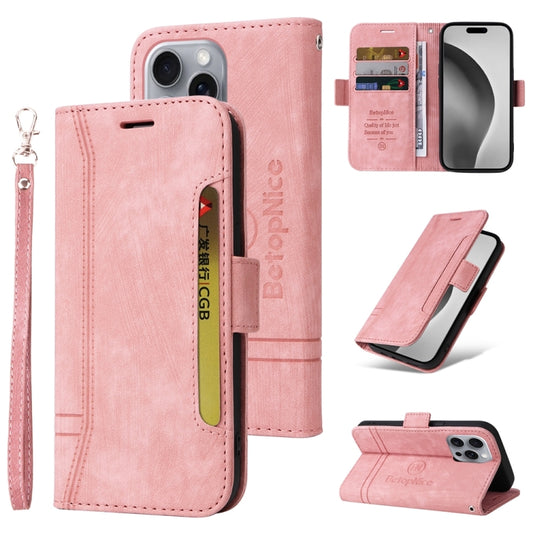 For iPhone 16 Pro Max BETOPNICE Dual-side Buckle Leather Phone Case(Pink) - iPhone 16 Pro Max Cases by BETOPNICE | Online Shopping UK | buy2fix